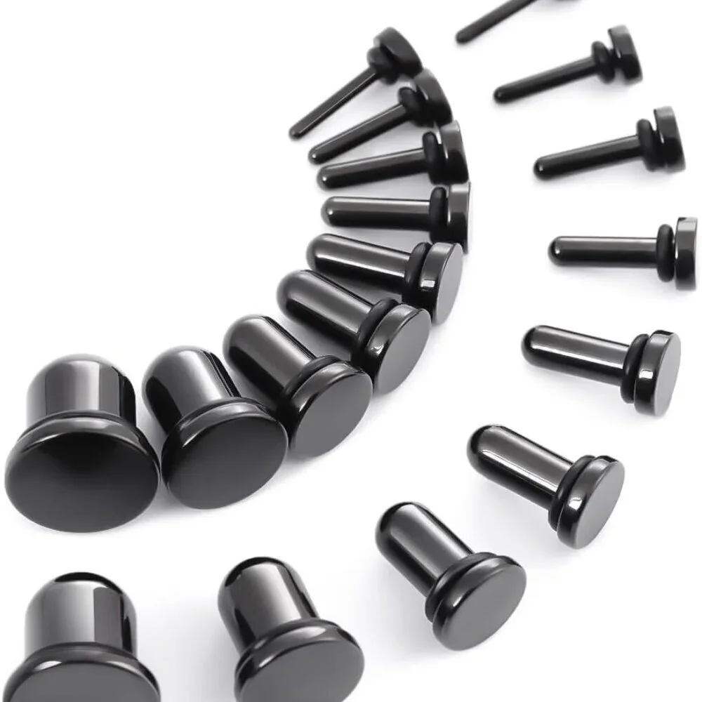 18PCS Stainless Steel Ear Gauges Body Piercing Set Flat Top Expander